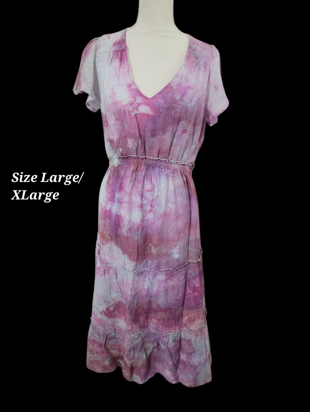 Unique Maxi Dress Tie Dye Fairycore Cottagecore  Whimsy Upcycled Flutter Sleeve
